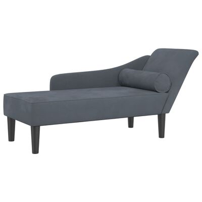 vidaXL Chaiselongue mit Kissen Dunkelgrau Samt