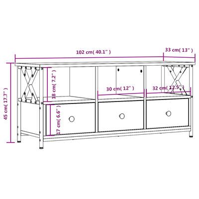 vidaXL TV-Schrank Schwarz 102x33x45 cm Holzwerkstoff und Eisen