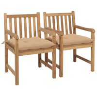 vidaXL Gartenstühle 2 Stk. mit Beige Kissen Massivholz Teak