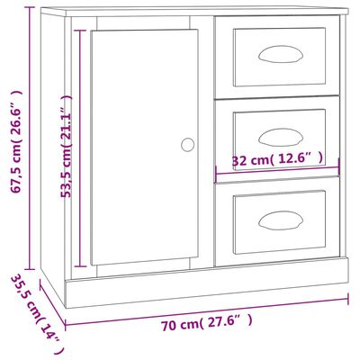 vidaXL Sideboard Schwarz 70x35,5x67,5 cm Holzwerkstoff