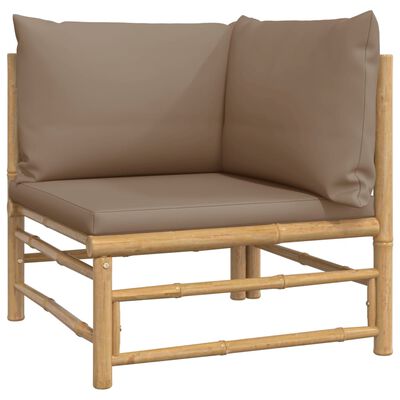 vidaXL 2-tlg. Garten-Lounge-Set mit Taupe Kissen Bambus