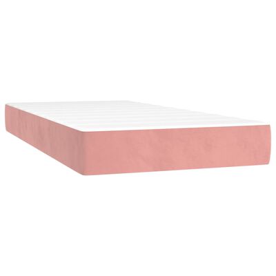 vidaXL Boxspringbett mit Matratze & LED Rosa 100x200 cm Samt