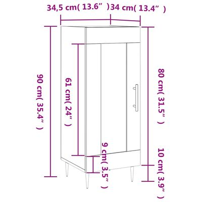 vidaXL Sideboard Räuchereiche 34,5x34x90 cm Holzwerkstoff