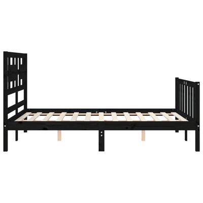 vidaXL Massivholzbett mit Kopfteil Schwarz 140x190 cm