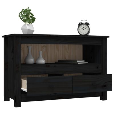 vidaXL TV-Schrank Schwarz79x35x52 cm Massivholz Kiefer