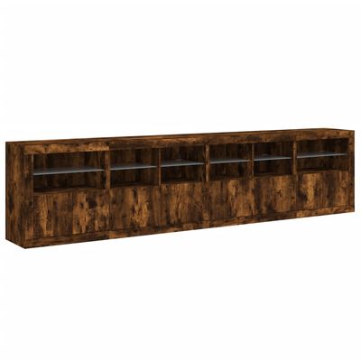 vidaXL Sideboard mit LED-Leuchten Räuchereiche 283x37x67 cm