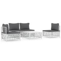 vidaXL 5-tlg. Garten-Lounge-Set mit Kissen Weiß Stahl