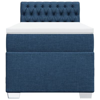 vidaXL Boxspringbett mit Matratze Blau 90x190 cm Stoff