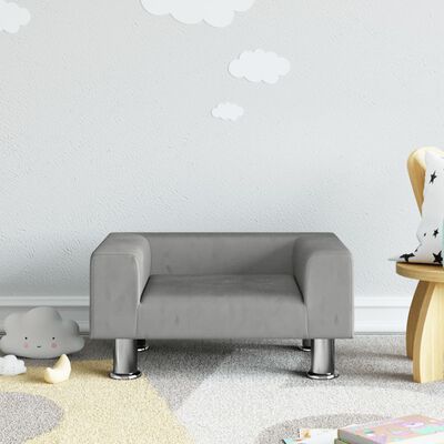 vidaXL Kindersofa Hellgrau 50x40x26,5 cm Samt