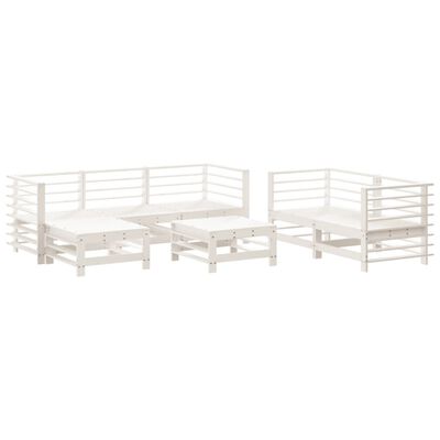 vidaXL 7-tlg. Garten-Lounge-Set Weiß Massivholz Kiefer