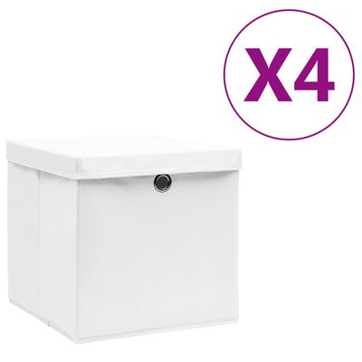 vidaXL Aufbewahrungsboxen mit Deckeln 4 Stk. 28x28x28 cm Weiß