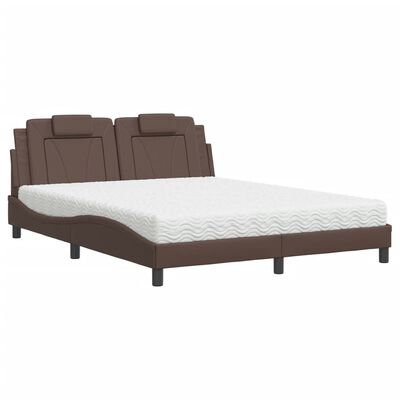 vidaXL Bett mit Matratze Braun 160x200 cm Kunstleder