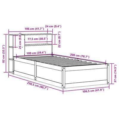 vidaXL Massivholzbett ohne Matratze Weiß 100x200 cm Kiefernholz