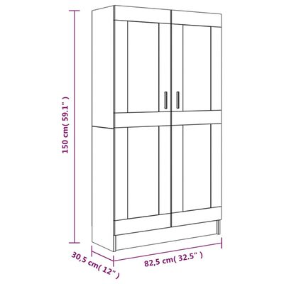 vidaXL Bücherschrank Räuchereiche 82,5x30,5x150 cm Holzwerkstoff