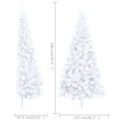 vidaXL Künstlicher Halb-Weihnachtsbaum Beleuchtung Kugeln Weiß 180 cm