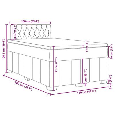 vidaXL Boxspringbett mit Matratze Schwarz 120x200 cm Stoff