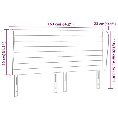 vidaXL Kopfteil mit Ohren Dunkelgrau 163x23x118/128 cm Stoff