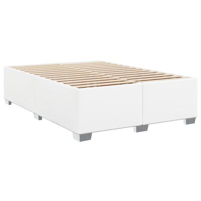 vidaXL Boxspringbett mit Matratze Weiß 140x200 cm Kunstleder