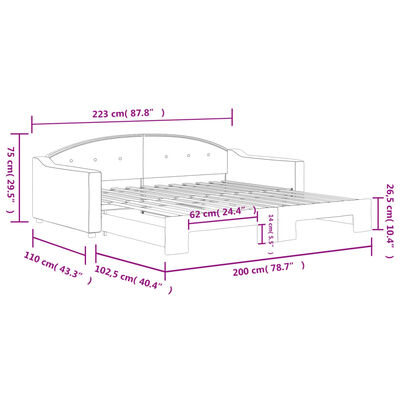 vidaXL Tagesbett Ausziehbar Schwarz 100x200 cm Stoff