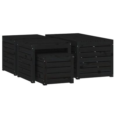 vidaXL 4-tlg. Gartenbox-Set Schwarz Massivholz Kiefer