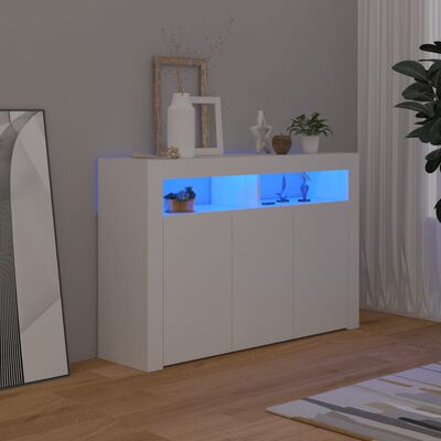 vidaXL Sideboard mit LED-Leuchten Weiß 115,5x30x75 cm