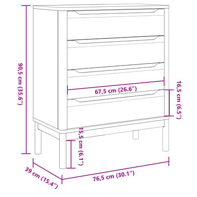 vidaXL Kommode FLORO Wachsbraun Massivholz Kiefer