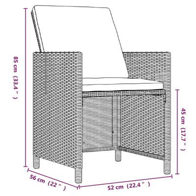 vidaXL 9-tlg. Garten-Essgruppe mit Kissen Poly Rattan Beige