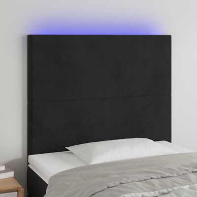 vidaXL LED Kopfteil Schwarz 100x5x118/128 cm Samt