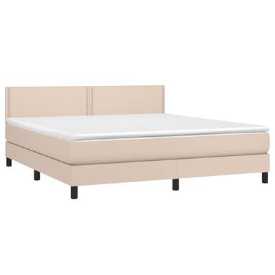 vidaXL Boxspringbett Matratze Cappuccino-Braun 180x200 cm Kunstleder