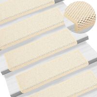 vidaXL Treppenmatten Selbstklebend Sisal-Optik 15 Stk. 65x21x4cm Creme