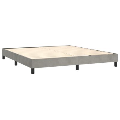 vidaXL Boxspringbett mit Matratze Hellgrau 180x200 cm Samt