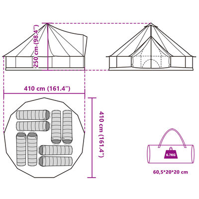 vidaXL Tipi-Familienzelt 8 Personen Grün Wasserdicht