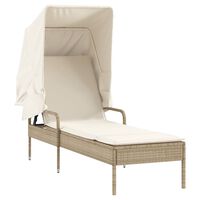 vidaXL Sonnenliege mit Dach Beige Poly Rattan