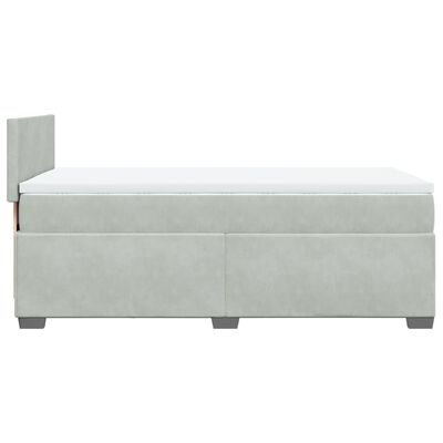 vidaXL Boxspringbett mit Matratze Hellgrau 90x200 cm Samt