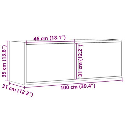 vidaXL TV-Wandschrank mit LED-Beleuchtung Betongrau 100x31x35 cm