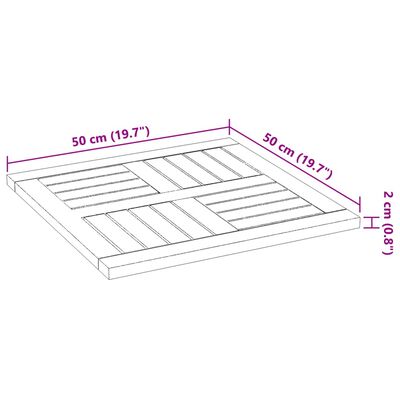 vidaXL Tischplatte 50x50x2 cm Quadratisch Massivholz Akazie