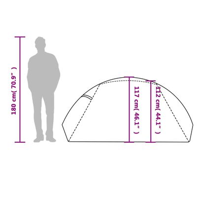 vidaXL Kuppel-Campingzelt 2 Personen Weiß Dunkel Wasserdicht