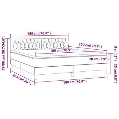 vidaXL Boxspringbett mit Matratze & LED Schwarz 180x200 cm Samt