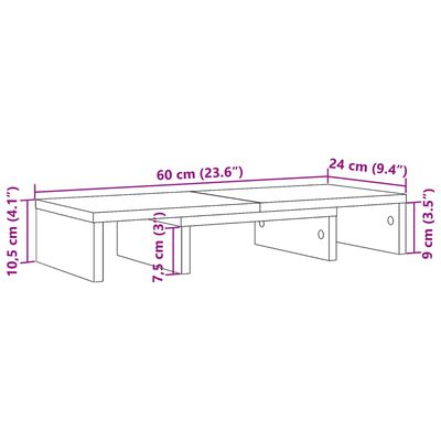 vidaXL Monitorständer Verstellbar Altholz-Optik 60x24x10,5 cm