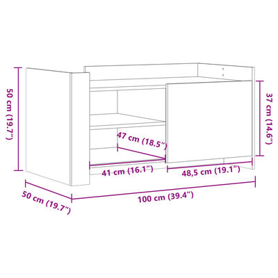 vidaXL Couchtisch Grau Sonoma 100x50x50 cm Holzwerkstoff