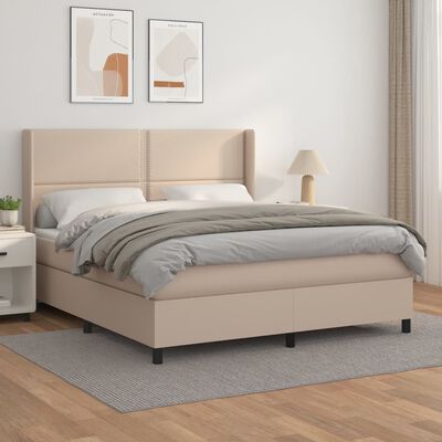 vidaXL Boxspringbett Matratze Cappuccino-Braun 160x200 cm Kunstleder