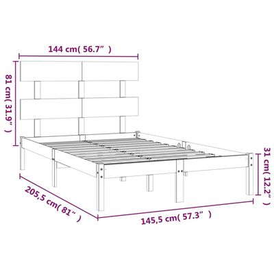 vidaXL Massivholzbett 140x200 cm