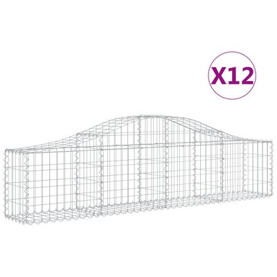 vidaXL Gabionen mit Hochbogen 12 Stk. 200x30x40/60 cm Verzinktes Eisen