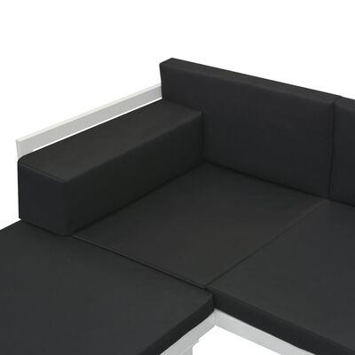 vidaXL 5-tlg. Garten-Lounge-Set Textilene Aluminium Schwarz