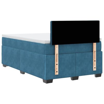 vidaXL Boxspringbett mit Matratze Blau 120x190 cm Samt