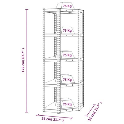 vidaXL Regale mit 5 Böden 3 Stk. Anthrazit Stahl & Holzwerkstoff