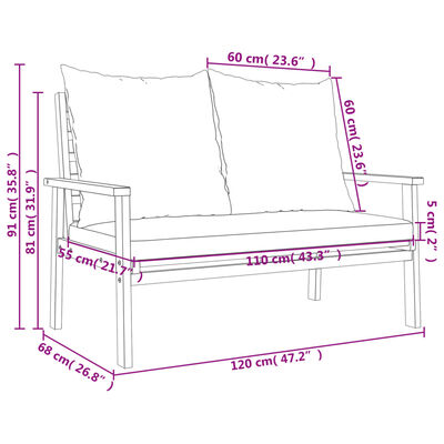 vidaXL 5-tlg. Garten-Lounge-Set mit Kissen Massivholz Akazie