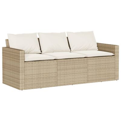 vidaXL 2-tlg. Garten-Essgruppe mit Kissen Beige Poly Rattan