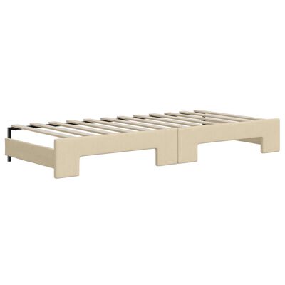 vidaXL Tagesbett Ausziehbar mit Schubladen Creme 100x200 cm Stoff