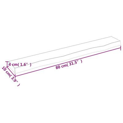 vidaXL Wandregal Hellbraun 80x10x4 cm Massivholz Eiche Behandelt